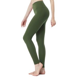 Olive Green TSLA Women High Waist Yoga Pants with Pockets